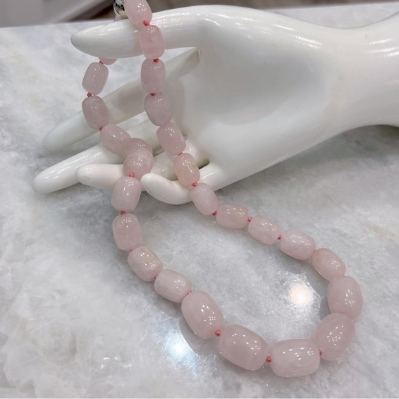 Jewelry - Galilea Rose Quartz 18” Beaded Sterling Silver Magnetic Clasp Necklace